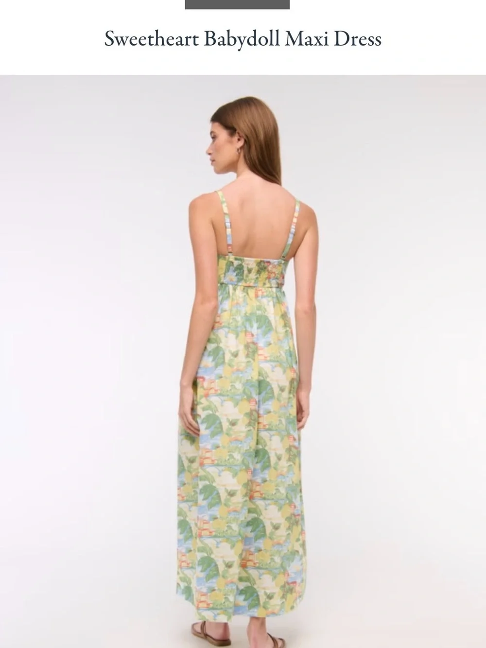 Sweetheart Babydoll Maxi Dress - tuscan lemon print LARGE TALL NWT